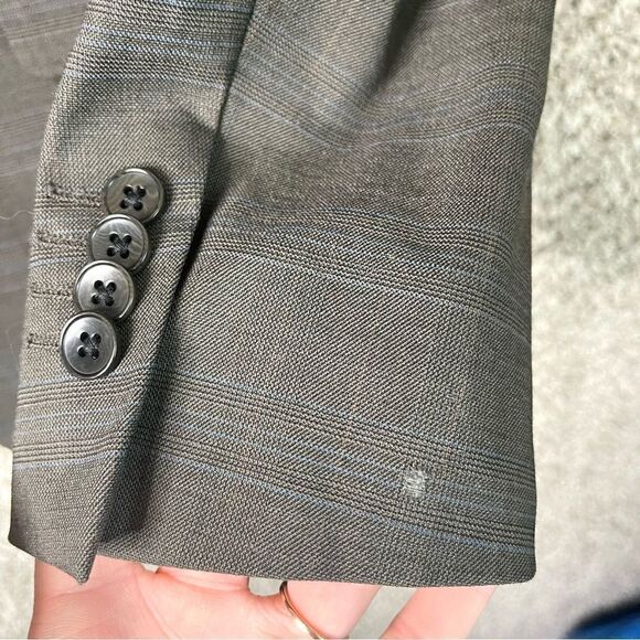 Theory Blazer Men’s 42L Grey with Fain Plaid Design Wool Blend Suit Jacket - Picture 3 of 7